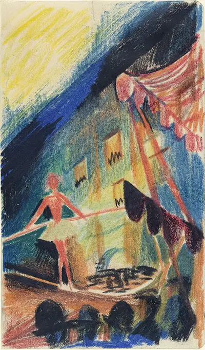 Tightrope Walker I (Colour Crayon on Paper) August Macke